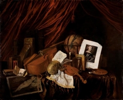 Vanitas stilleven met een beeltenis van Van Dyck by Jacques de Claeuw