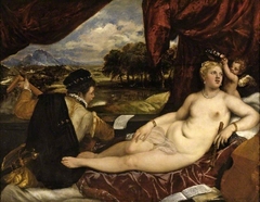 Venus and Cupid with a lute-player by Tizianello