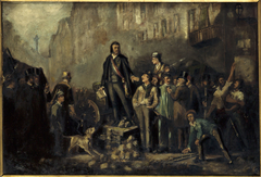 Victor Baudin (1811-1851) sur la barricade du faubourg Saint-Antoine, le 3 décembre 1851 by Louis-Ernest Pichio