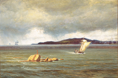 View of Kullen (Sweden) from the harbour of Elsinore, Denmark. by Vilhelm Arnesen