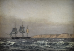 View of the Cliffs of Møn and a Corvette by Christoffer Wilhelm Eckersberg