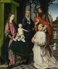 Virgin and Child Enthroned, with Saints Jerome and John the Baptist and a Carthusian Monk by Unknown Artist