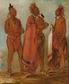 Wa-másh-ee-sheek, He Who Takes Away; Wa-chésh-uk, War; Mink-chésk, Three Distinguished Young Men by George Catlin