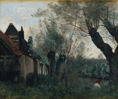 Willows and Farmhouse at Sainte-Catherine-lès-Arras by Jean-Baptiste-Camille Corot