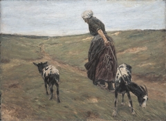 Woman with goats in the dunes by Max Liebermann