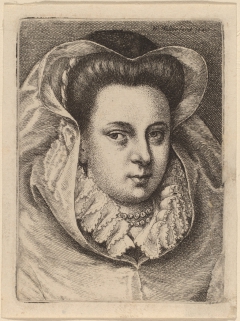 Woman with White Veil and Black Hat by Wenceslaus Hollar