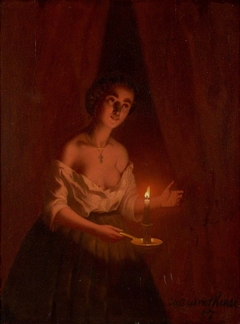 Young Lady in Candlelight by Johan Mengels Culverhouse