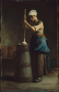 Young Woman Churning Butter by Jean-François Millet