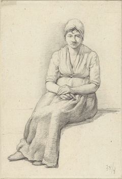 Zittende jonge vrouw, van voren by Abraham Johannes Ruytenschildt