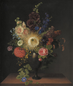 A Cactus Grandiflora and Other Flowers in a Porphyry Vase by Cladius Detlev Fritzsch