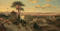 A Study for 'Rome: Sunset from the Convent of Sant' Onofrio on the Janiculum' (NG 304) by David Roberts