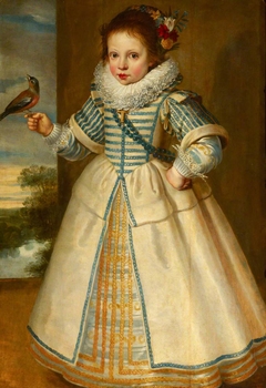 A Young Girl holding a Chaffinch by Cornelis de Vos