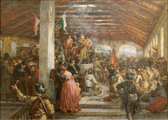 Adieux des volontaires partant pour l'Italie le 3 avril 1848 by Alois Schönn