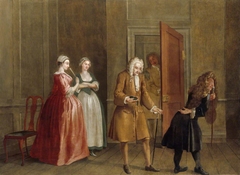 An Episode from 'The Mock Doctor' or 'Dumb Lady Cured' (from Henry Fielding's 'The Mock Doctor' or 'The Dumb Lady Cur'd', adapted from 'Le médécin malgré lui' by Molière, 1732) (a Vauxhall Supper Box Picture) by Francis Hayman