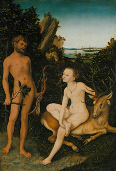 Apollo and Diana in forest landscape by Lucas Cranach the Elder