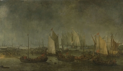 Battle on the Slaak between the Dutch and Spanish Fleets in the Night of 12-13 September 1631 by Simon de Vlieger