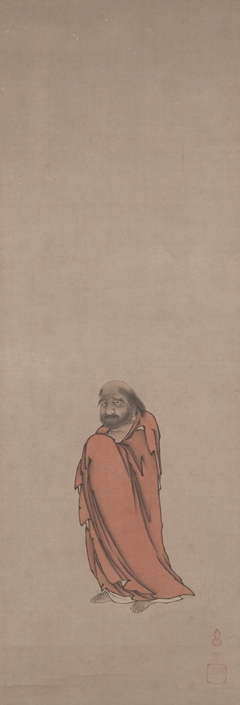 Bodhidharma, from a triptych of Bodhidharma and Landscapes of the Four Seaons by Unkoku Tōeki