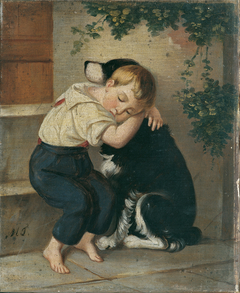 Boy with Dog by Anonymous