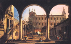 Capriccio of the Scuola di San Marco from the Loggia of the Palazzo Grifalconi-Loredan by Canaletto