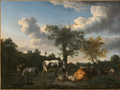 Cattle and Sheep in a River Landscape by Adriaen van de Velde