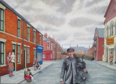 Chimney sweep in Garibaldi St, (2015), oil on linen, 111.5 x 81.5 cm by john albert walker