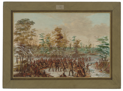 De Tonty Suing for Peace in the Iroquois Village.  January 2, 1680 by George Catlin