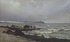 Der læsses tang ved Hornbæk Strand by Carl Locher