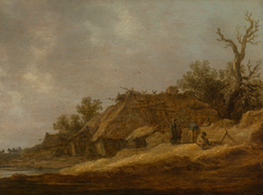 Dilapidated Farmhouse with Peasants by Jan van Goyen