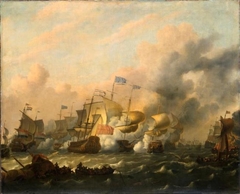 Engagement between British and Dutch Ships, after 1673 by Ludolf Bakhuizen