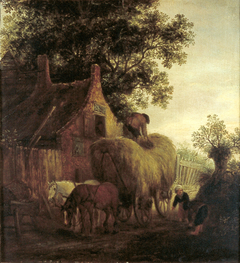 Farm with a Hay wagon by Isaac van Ostade