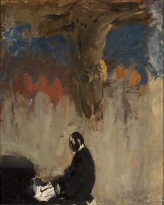 Feliks Jasieński at the organ, sketch by Leon Wyczółkowski