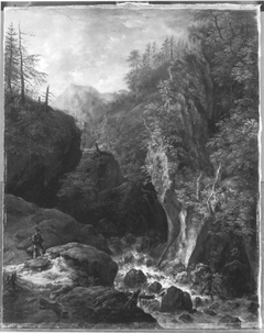 Felsschlucht mit Jäger by Johann Jakob Dorner the Younger