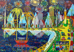 about raphael perez naive art paintings artist statement about his urban landscape artworks by Raphael Perez