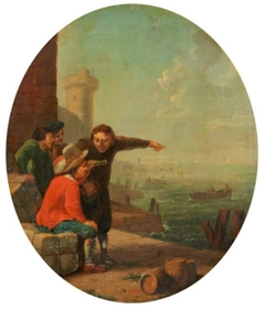 Four men at a seaport, c. 1754-1757 by Johann Heinrich Tischbein