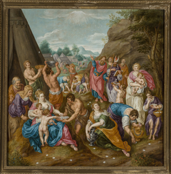 Gathering manna (Exodus 16:14-17) by Hendrick de Clerck