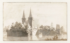 Gezicht op de Oostpoort te Delft by Jan de Bisschop