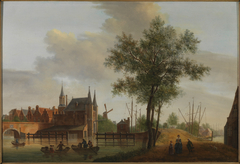 Gezicht op de Potterspoort te Gouda. by Paulus van Liender