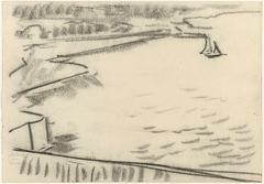 Gezicht op de zee vanaf de kade te Veere by Jan Toorop