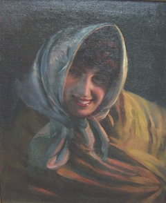 Girl with Shawl and Headscarf by Manuel Cusí i Ferret