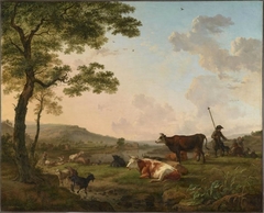 Herd in a meadow near a river by Balthasar Paul Ommeganck