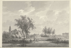 Het dorp Oud-Loosdrecht met de kerk by Nicolaas Wicart