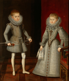 Infant Carlos (1607-1632) mit seiner Schwester, Infantin Maria Anna (1606-1646), Bildnis in ganzer Figur by Bartolomé González y Serrano