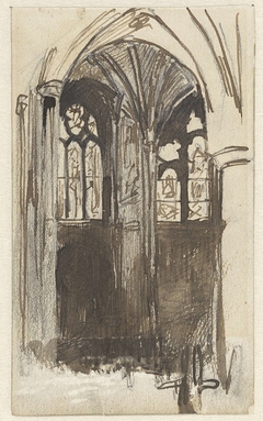 Interieur van een Gothische kerk by Jacob Maris