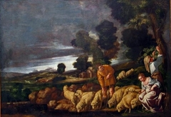 Jacob con las ovejas de Labán by Anonymous