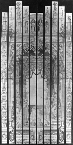 Karton voor het glasraam in de westgevel van Joris van Egmond (Bisschop van Utrecht 1535-1559) voor de Sint Bavo Kerk te Haarlem by Bernard van Orley