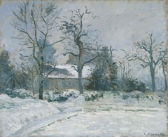 La Maison de la Piette, Montfoucault, effet de neige by Camille Pissarro