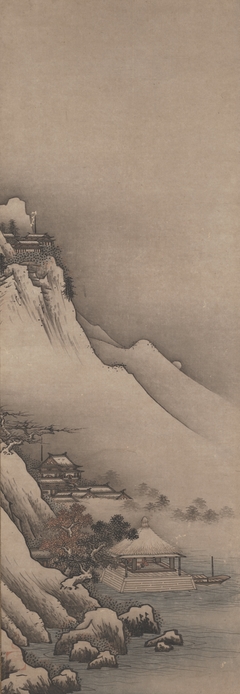 Landscape of Winter and Spring, from a triptych of Bodhidharma and Landscapes of the Four Seaons by Unkoku Tōeki