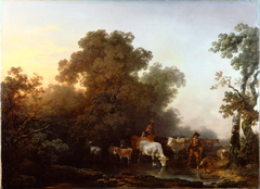 Landscape with Cattle and Figures by Philip James de Loutherbourg