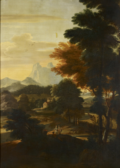 Landscape with figures by Attributed to Adriaen van Diest