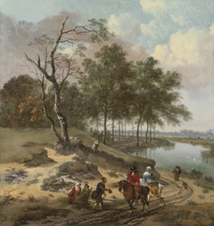 Landscape with horsemen and beggars by Jan Wijnants